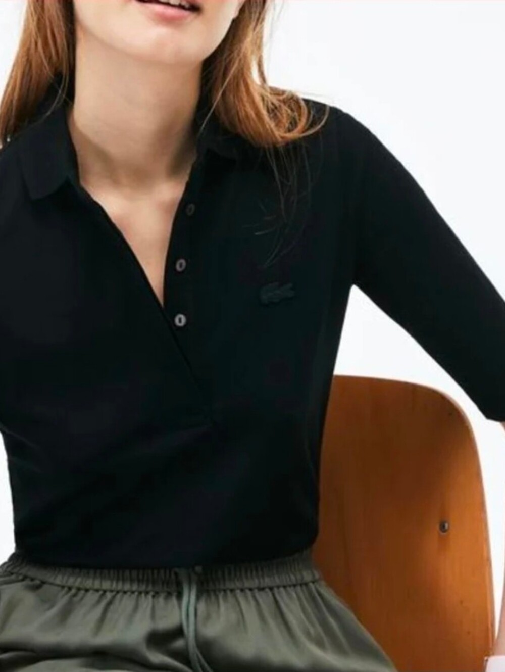 Lacoste Slim Fit Stretch Women's 1/2 Sleeve Polo Shirt Black